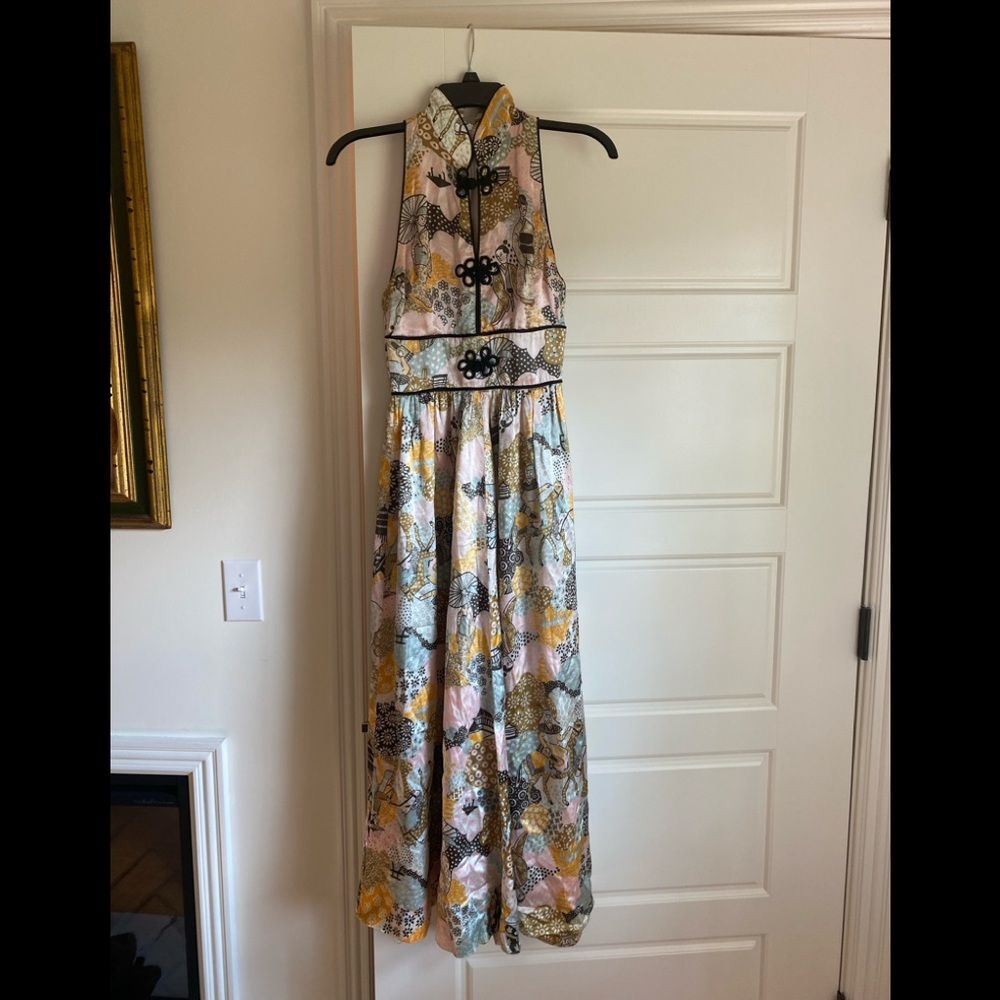Vintage beautiful chinoiserie midi dress
